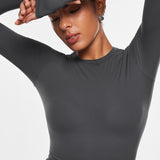 Women's Single-Layer Basic Long Sleeve Shirts Graphite Grey