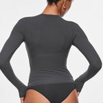 Women's Single-Layer Basic Long Sleeve Shirts Graphite Grey