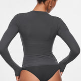 Women's Single-Layer Basic Long Sleeve Shirts Graphite Grey