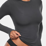 Women's Single-Layer Basic Long Sleeve Shirts Graphite Grey