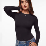 Women's Thermal Crewneck Long Sleeve Top Black