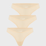 Women's V-shaped Low Rise Thongs 3 Pack Light Oatmeal (3pack)