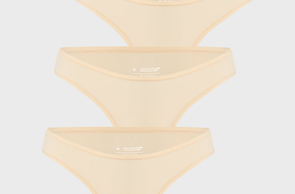 Women's V-shaped Low Rise Thongs 3 Pack Light Oatmeal (3pack)