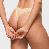Women's V-shaped Low Rise Thongs 3 Pack Light Oatmeal (3pack)