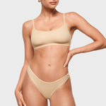 Women's V-shaped Low Rise Thongs 3 Pack Light Oatmeal (3pack)