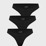 Women's V-shaped Low Rise Thongs 3 Pack Black 3pack