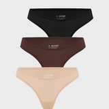 Women's V-shaped Low Rise Thongs 3 Pack Basic 5 (3pack)