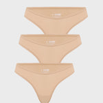 Women's V-shaped Low Rise Thongs 3 Pack Warm Beige (3pack)