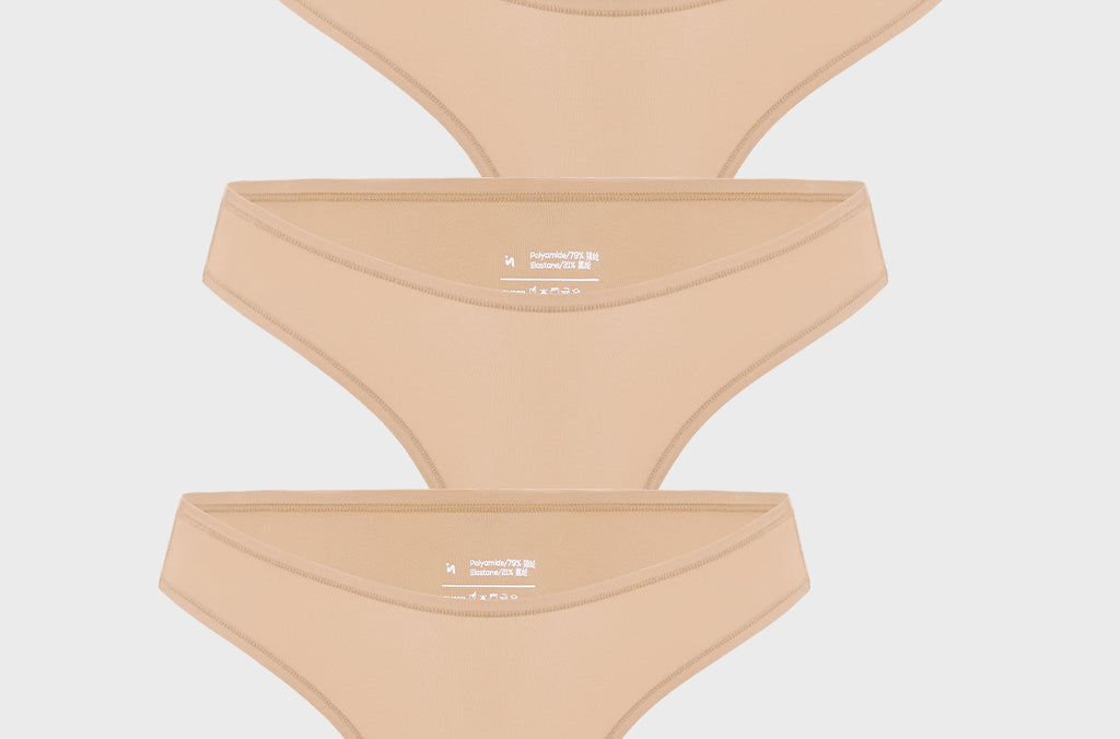 Women's V-shaped Low Rise Thongs 3 Pack Warm Beige (3pack)