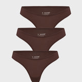 Women's V-shaped Low Rise Thongs 3 Pack Hazelnut (3pack)