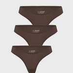 Women's V-shaped Low Rise Thongs 3 Pack Clay Brown (3pack)