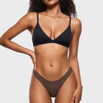 Women's V-shaped Low Rise Thongs 3 Pack Clay Brown (3pack)