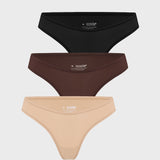 Women's V-shaped Low Rise Thongs 3 Pack Basic 6 (3pack)