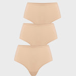Women's Seamless High Rise Thongs 3 Pack Light Oatmeal (3pack)
