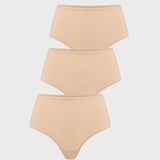 Women's Seamless High Rise Thongs 3 Pack Light Oatmeal (3pack)