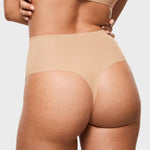 Women's Seamless High Rise Thongs 3 Pack Light Oatmeal (3pack)