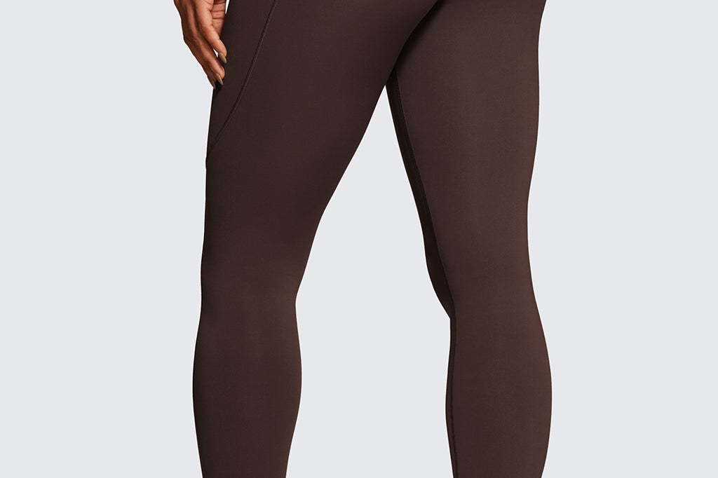 CRZ YOGA Women's Sleek Pocket Leggings 25” Hot Fudge Brown