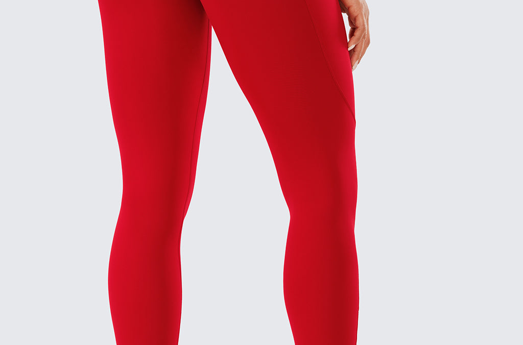 CRZ YOGA Women's Sleek Pocket Leggings 25” Red Chili