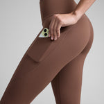 CRZ YOGA Women's Sleek Pocket Leggings 25” Coffee Brown