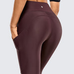 CRZ YOGA Women's Fleece Lined Leggings with Pockets 28'' Forest Dark Green