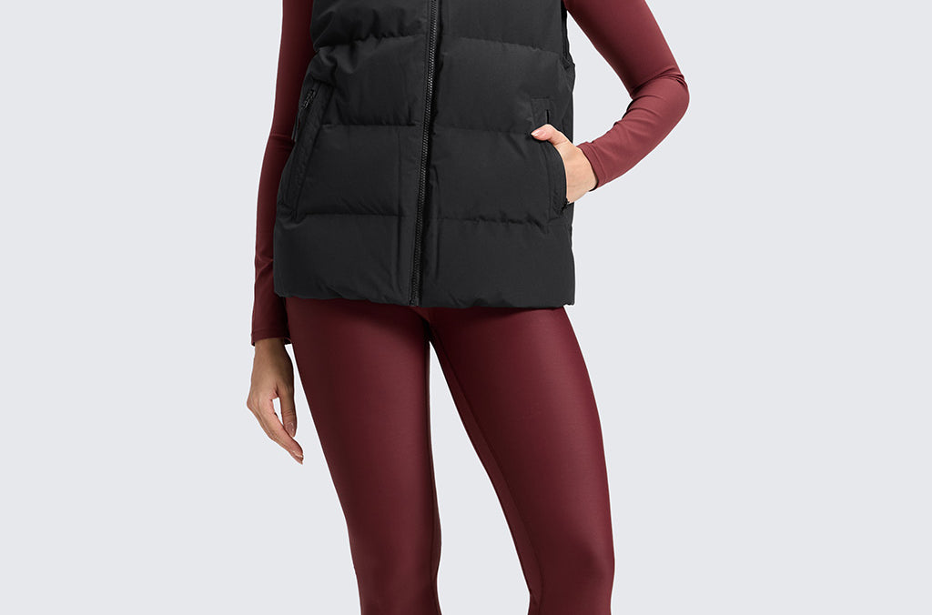 Women's Fleece Lined Leggings 28" Red Merlot