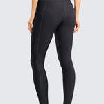 CRZ YOGA Women's Fleece Lined Leggings with Pockets 25'' True Navy