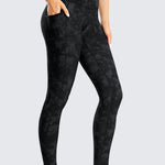 CRZ YOGA Women's Fleece Lined Leggings with Pockets 25'' True Navy