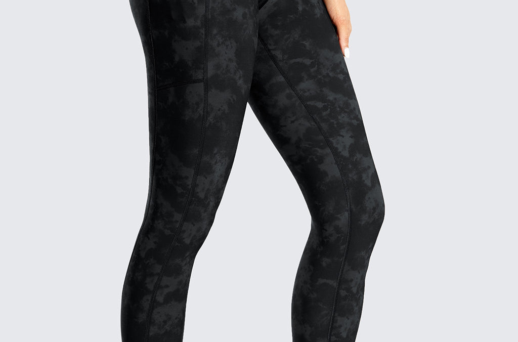 CRZ YOGA Women's Fleece Lined Leggings with Pockets 25'' True Navy