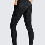 CRZ YOGA Women's Fleece Lined Leggings with Pockets 25'' True Navy