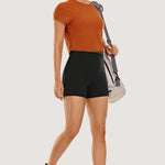 CRZ YOGA Women's Yoga High Rise Biker Shorts Butterluxe Shorts 4'' Deep Purple