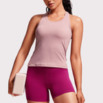 CRZ YOGA Women's Yoga High Rise Biker Shorts Butterluxe Shorts 4'' Magenta Purple