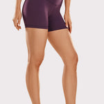 CRZ YOGA Women's Yoga High Rise Biker Shorts Butterluxe Shorts 4'' Magenta Purple