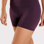 CRZ YOGA Women's Yoga High Rise Biker Shorts Butterluxe Shorts 4'' Deep Purple
