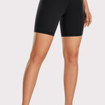 CRZ YOGA Women's Yoga High Rise Biker Shorts Butterluxe Shorts 6'' Dark Forest Green