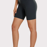 CRZ YOGA Women's Yoga High Rise Biker Shorts Butterluxe Shorts 6'' Black
