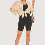 CRZ YOGA Women's Yoga High Rise Butterluxe Long Biker Shorts 8'' Sparkle Blue