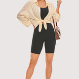 CRZ YOGA Women's Yoga High Rise Butterluxe Long Biker Shorts 8'' Sparkle Blue