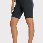 CRZ YOGA Women's Yoga High Rise Butterluxe Long Biker Shorts 8'' Black Tie Dye Flowers