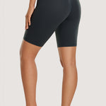 CRZ YOGA Women's Yoga High Rise Butterluxe Long Biker Shorts 8'' Black Tie Dye Flowers