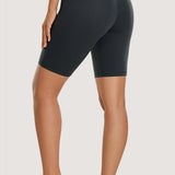 CRZ YOGA Women's Yoga High Rise Butterluxe Long Biker Shorts 8'' Black Tie Dye Flowers