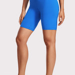 CRZ YOGA Women's Yoga High Rise Butterluxe Long Biker Shorts 8'' Sparkle Blue