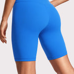 CRZ YOGA Women's Yoga High Rise Butterluxe Long Biker Shorts 8'' Sparkle Blue
