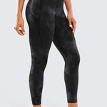 CRZ YOGA Women's Yoga Leggings 25" with Pockets Black Tie Dye Flowers