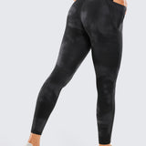 CRZ YOGA Women's Yoga Leggings 25" with Pockets Black Tie Dye Flowers