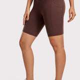 CRZ YOGA Women's Stretchy Pockets Shorts 8" Taupe