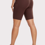 CRZ YOGA Women's Stretchy Pockets Shorts 8" Taupe