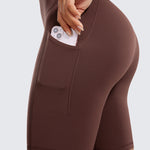 CRZ YOGA Women's Stretchy Pockets Shorts 8" Taupe