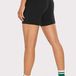 CRZ YOGA Women's Yoga High Rise Biker Butterluxe Pockets Shorts 5'' Black