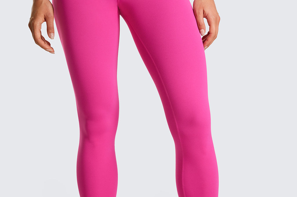 CRZ YOGA Women's High Rise Butterluxe Yoga Leggings 25'' V Cross Waist Hibiscus Purple