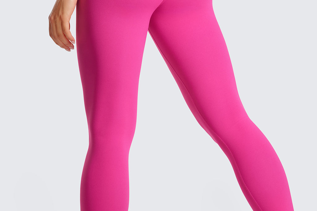 CRZ YOGA Women's High Rise Butterluxe Yoga Leggings 25'' V Cross Waist Hibiscus Purple